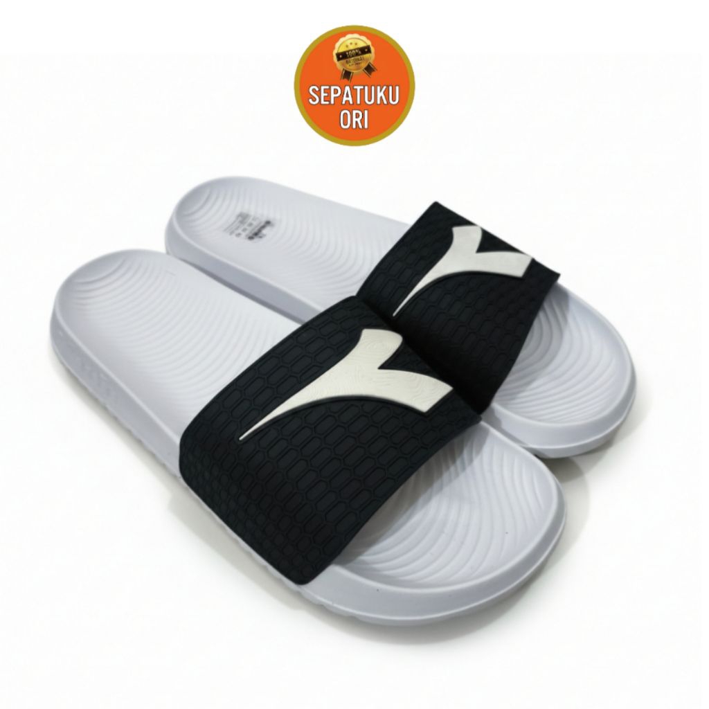 SANDAL PRIA DIADORA NAVIN SLIDE MENS BLACK WHITE NEW ORI