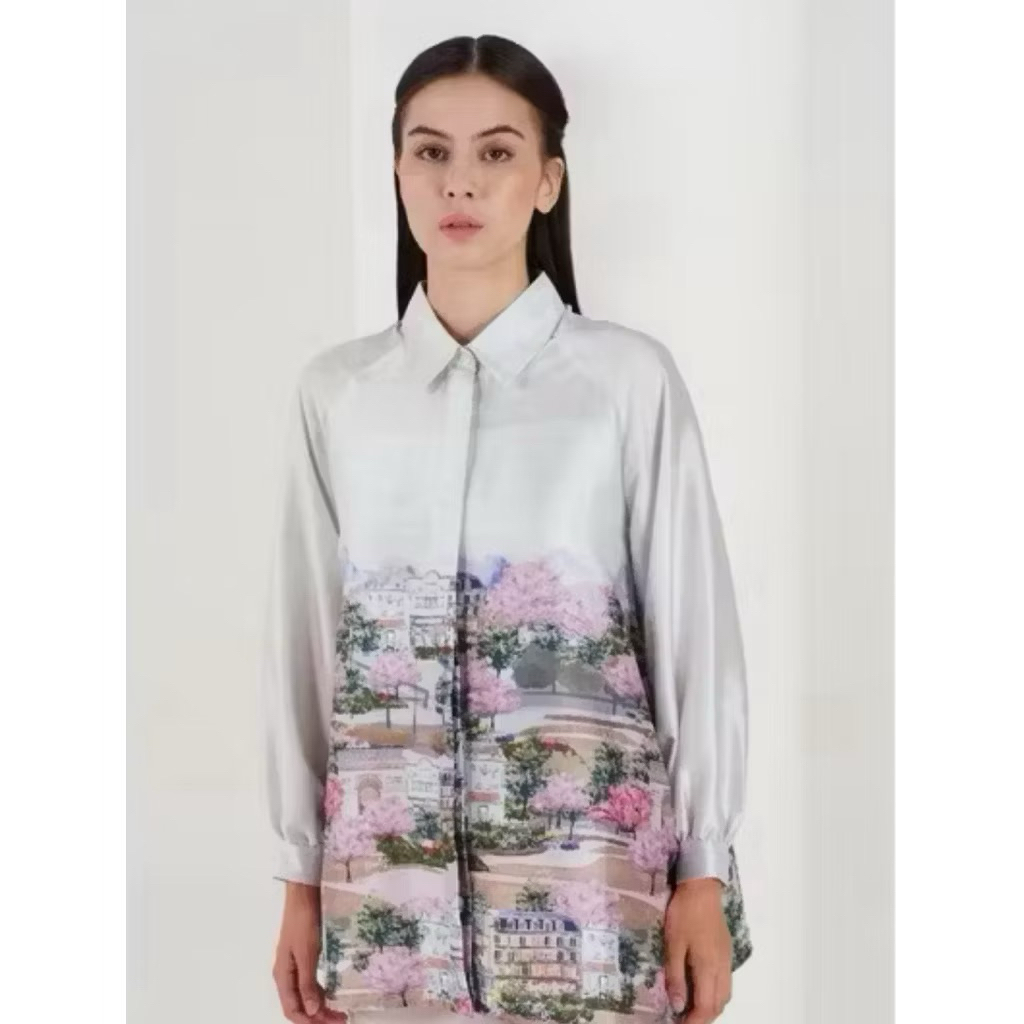 MAIMA RAGLAN SHIRT-IVORY BENANG JARUM SIZE L (MANTAN)