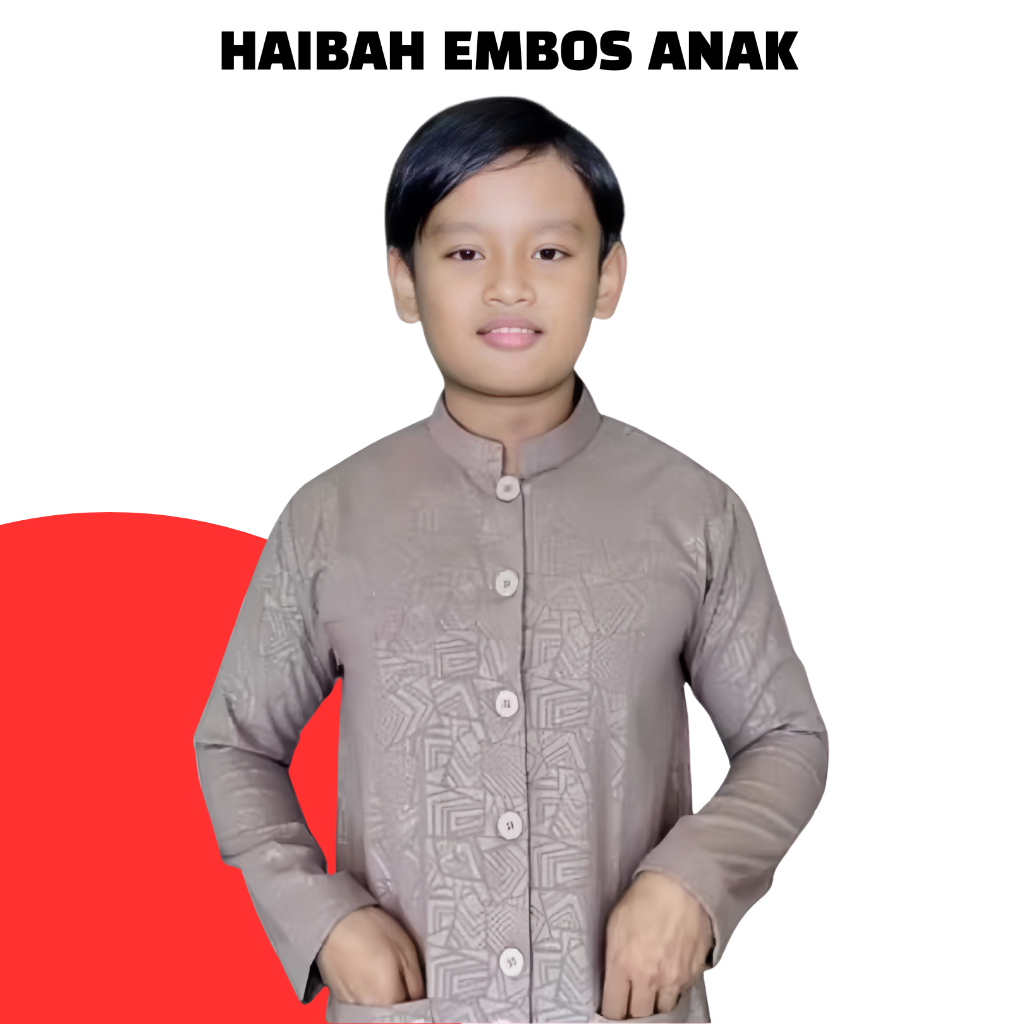 Baju Koko Haibah Anak Embos Bahan Wolfis Embos Adem Modis