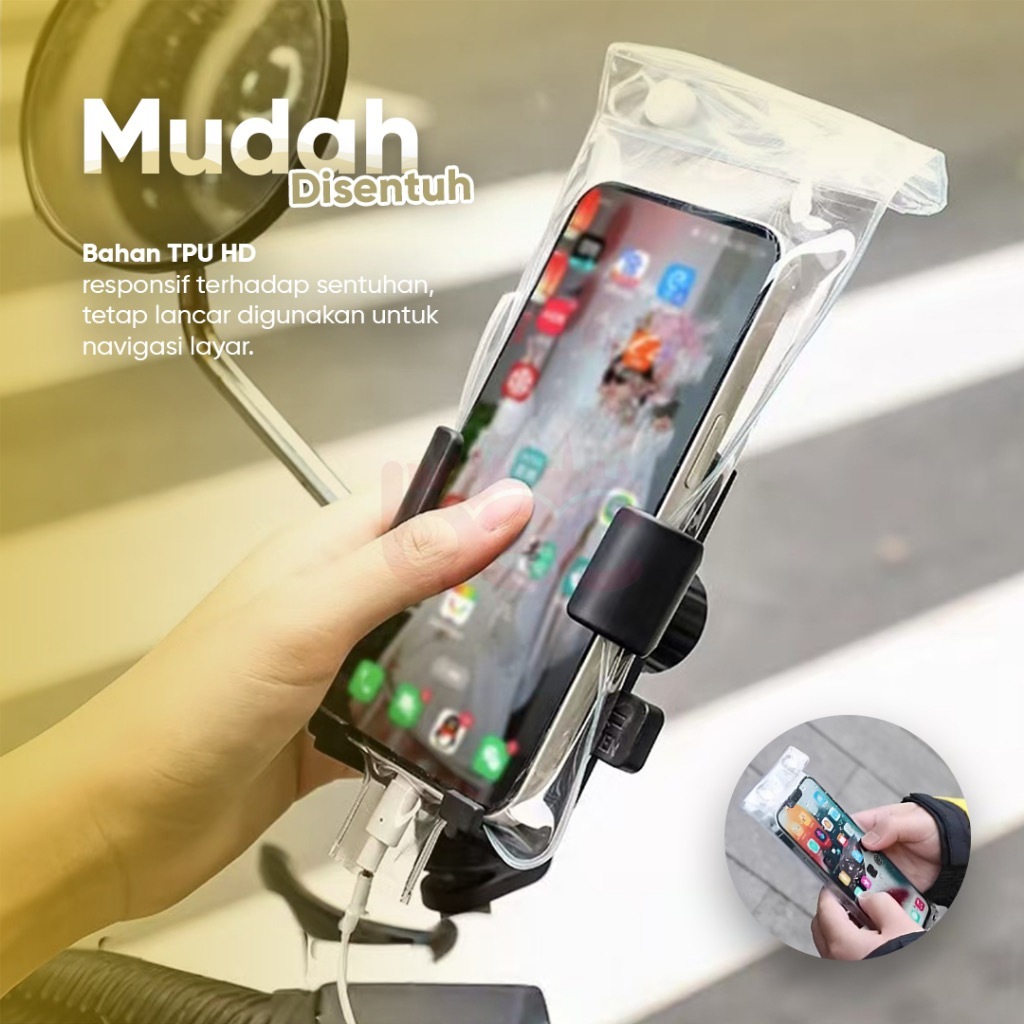 Sarung HP Cover HP Anti Air Bahan plastik tebal Rider Anti Air Motif Polos | Cover HP Anti Air Gantu