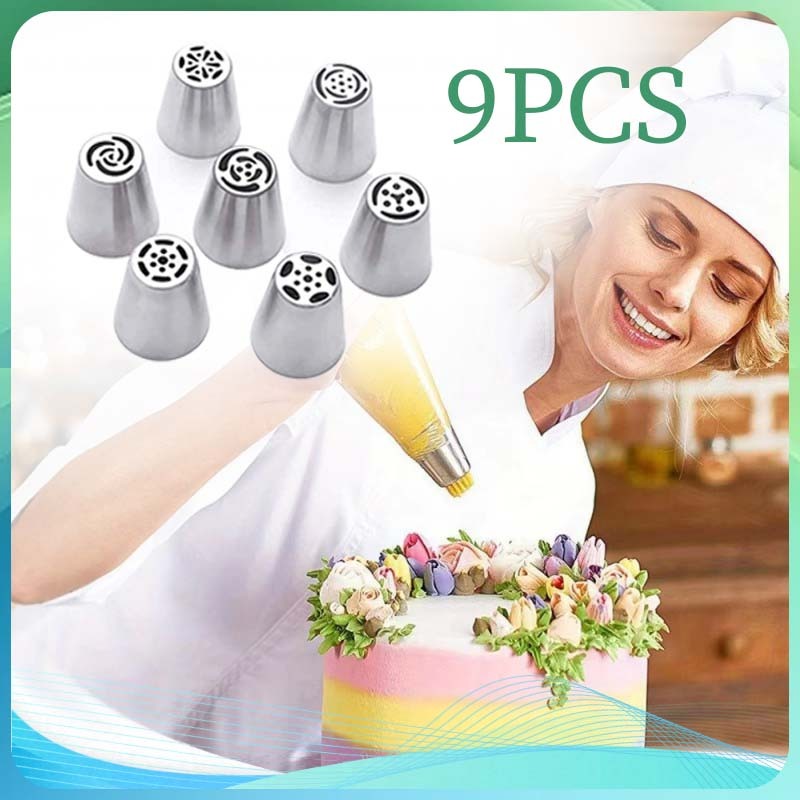 Spuit Kue Set Ukuran Kecil Untuk Icing Kue Rusian Sepuit Kue 9pcs Spuit Bintang Kecil