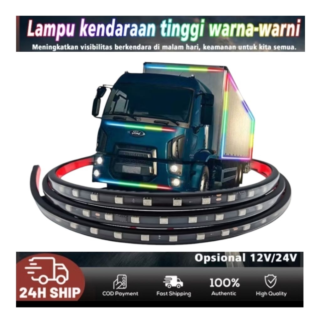 Lampu LED Canter Net Light Strip 150 CM sampai 200CM Warna Warni 12VOLT dan 24 VOLT