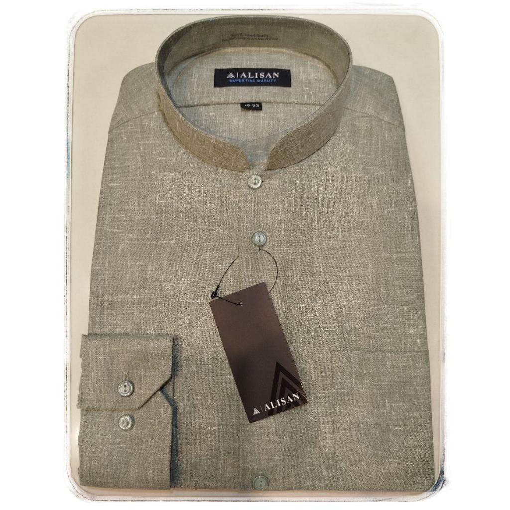 Kemeja Alisan Motif Koko Polos Lengan Panjang Reguler