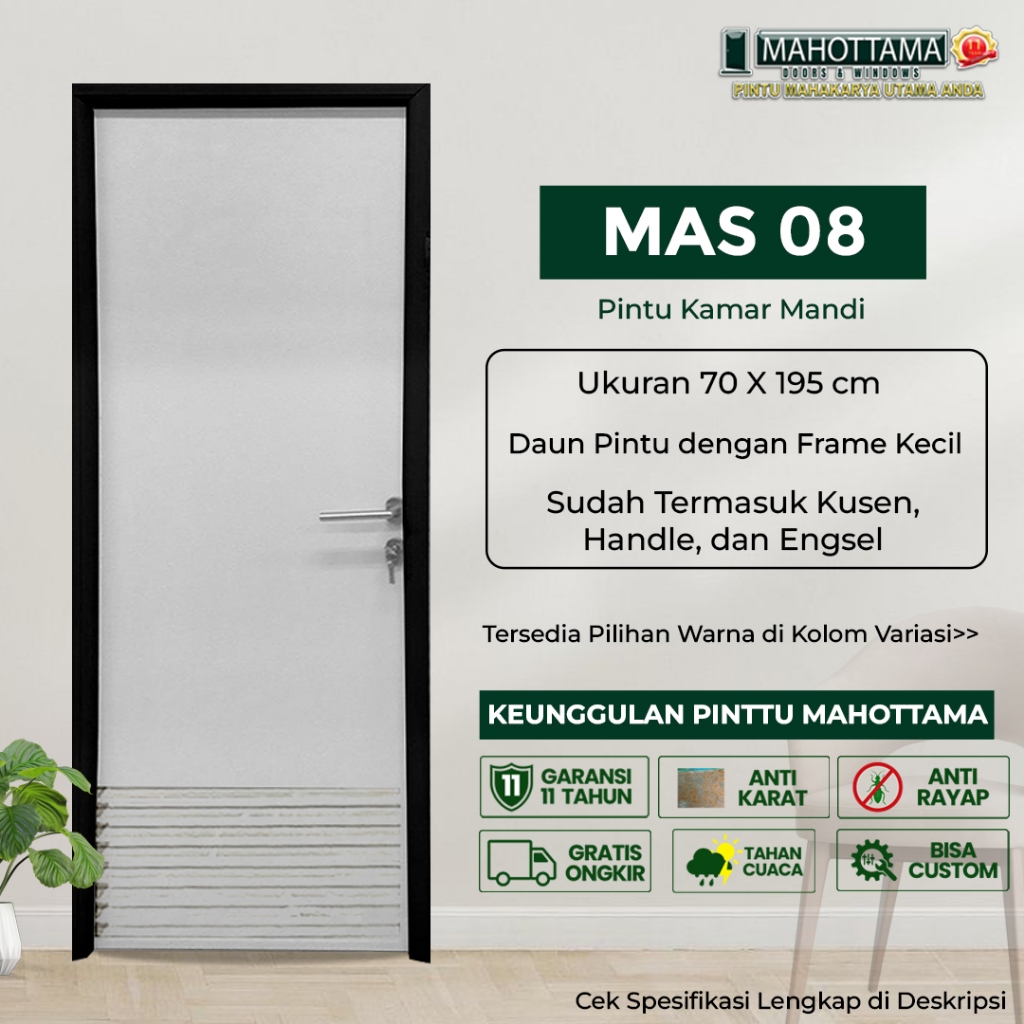 MAHOTTAMA MAS08 - Pintu Kamar Mandi WC Jalusi / Kamar Tidur Aluminium 70 x 195cm Rumah 1 Set Kusen K