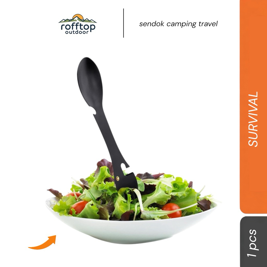 YYEDC Sendok Garpu Pisau Multifungsi Outdoor Camping Spork EDC Tools / rooftop sendok set