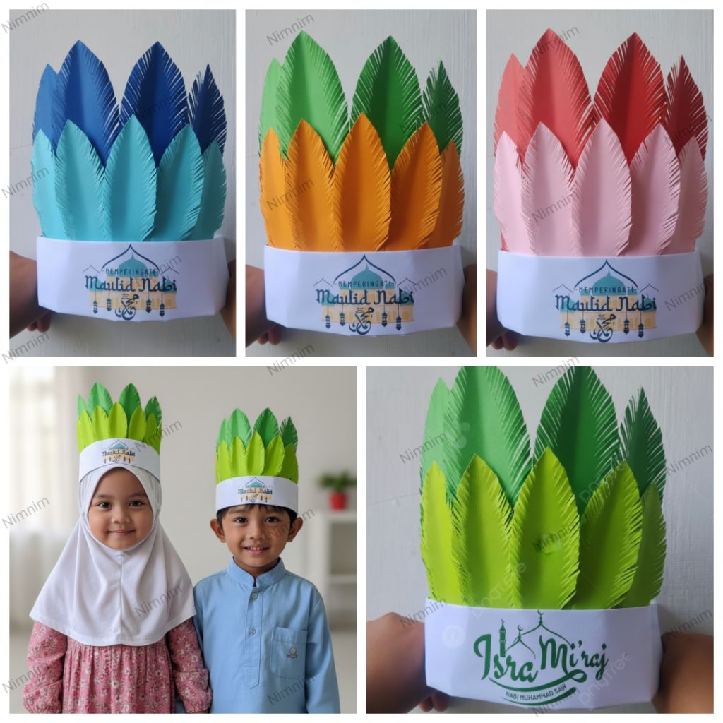 Hiasan kepala Topi pawai maulid nabi Tarhib ramadhan pahlawan kemerdekaan RI