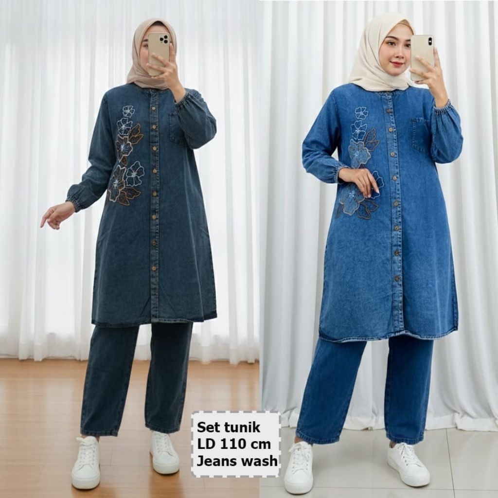 Set Tunik Jeans | Tunik Bordir