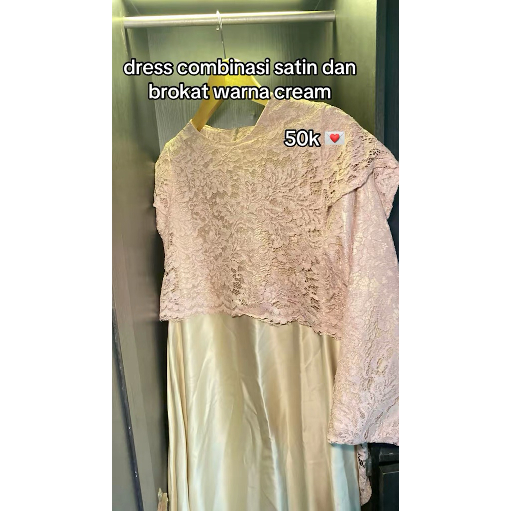 dress kondangan wanita cantik warna cream coksu