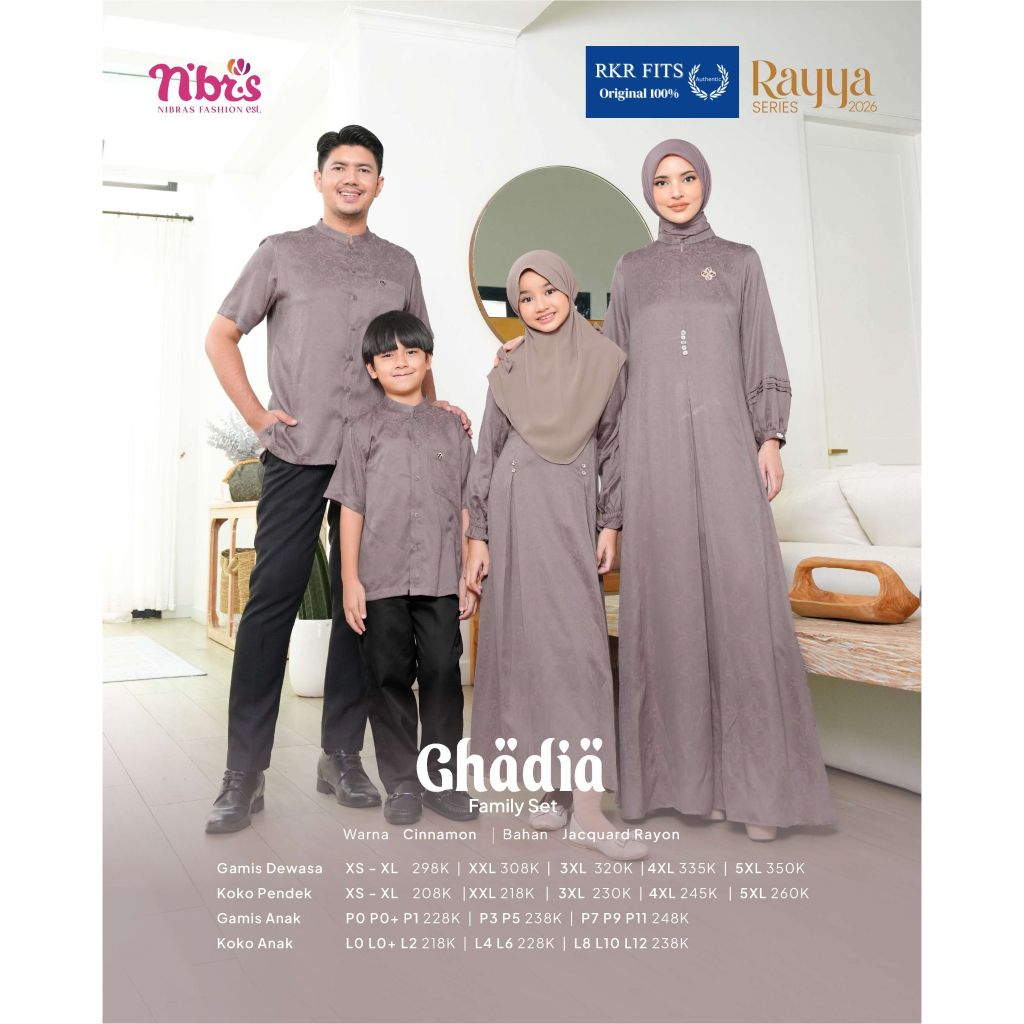 Sarimbit Nibras Ghadia - Cinnamon / Baju Muslimah Keluarga Rayya Series By Nibras
