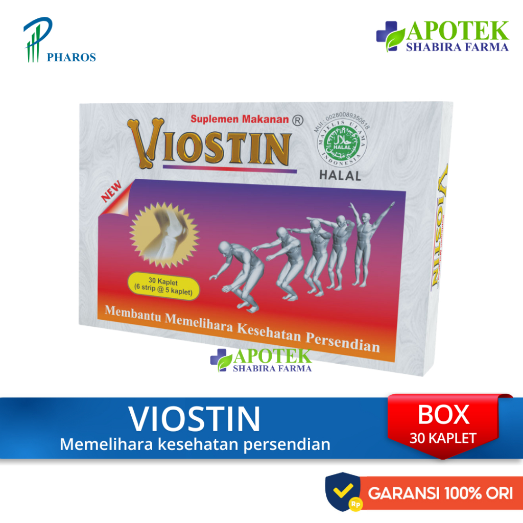 Viostin Box isi 30 Halal DS Kaplet Suplemen Sendi dan Tulang Lutut Glucosamine