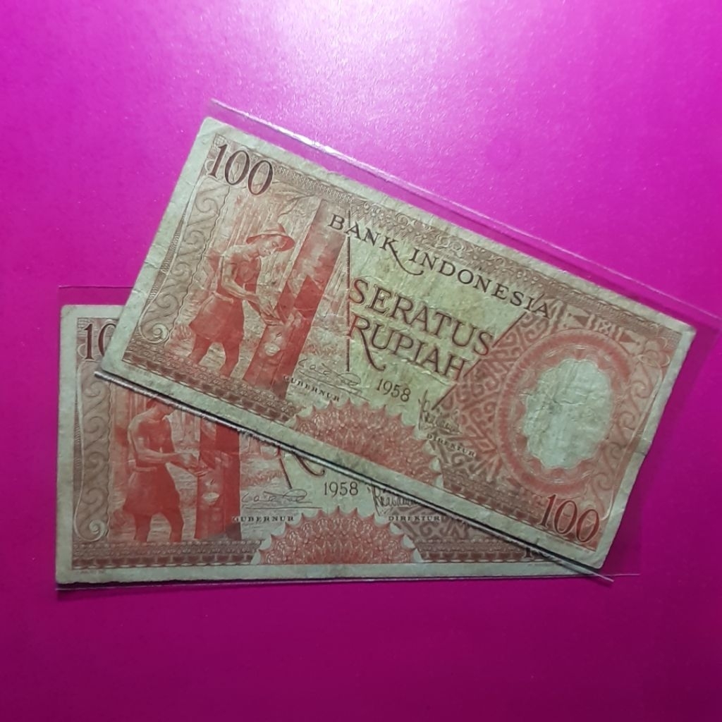 uang kuno 100 rupiah pekerja 1958