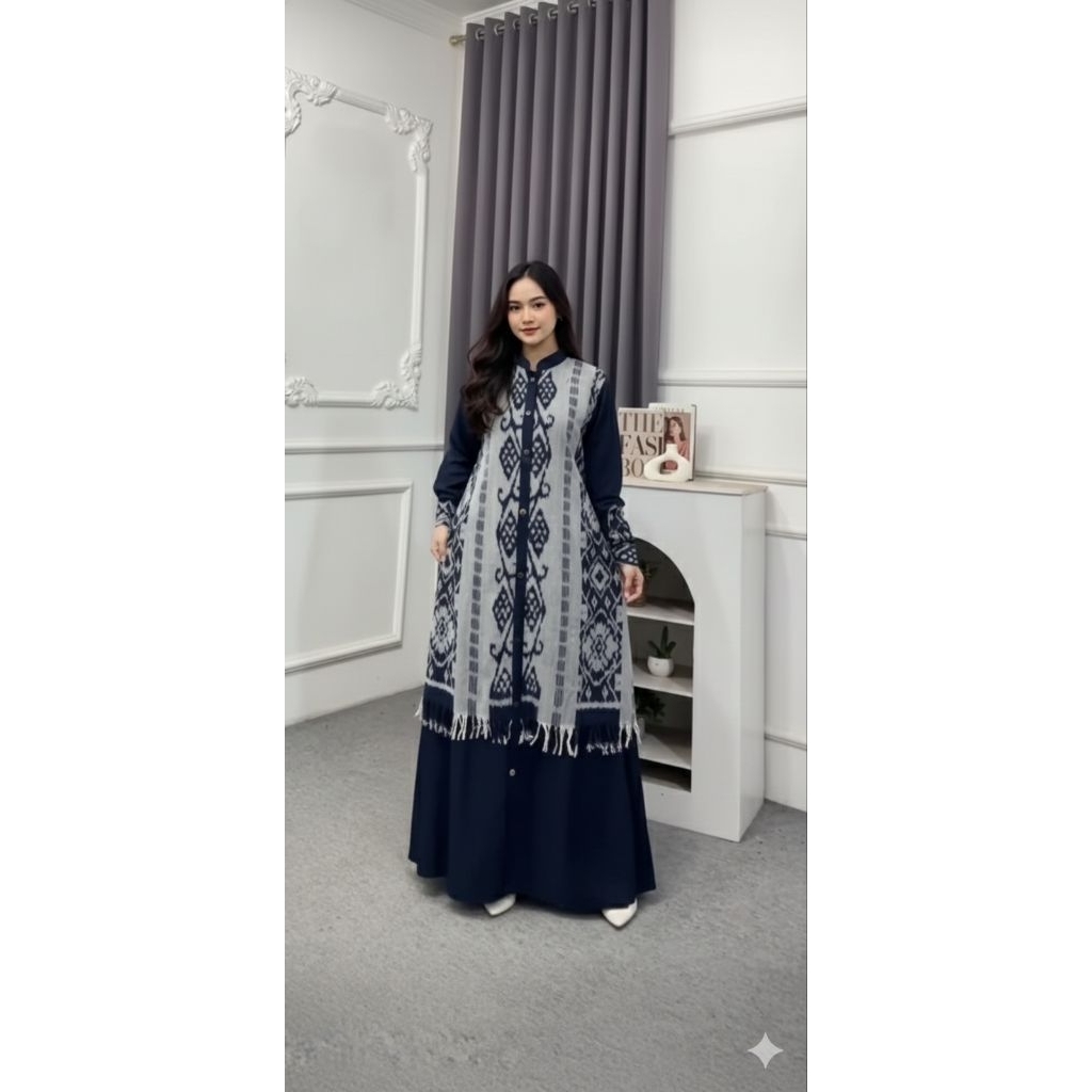 Gamis Tenun kombinasi