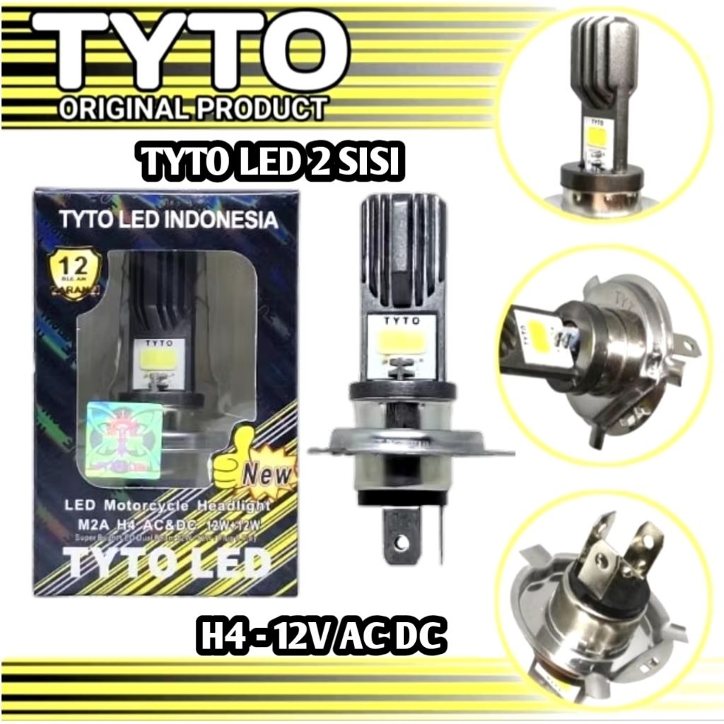 TYTO LED 2 MATA H4 AC DC 12 VOLT SUPER TERANG MOTOR VIXION , LAMPU LED TYTO , TYTO LED LAMPU LED