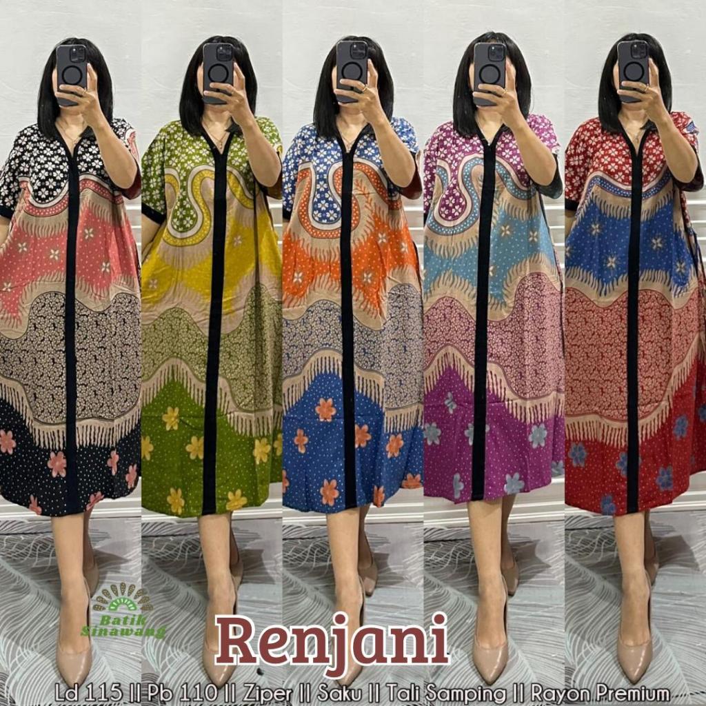 Pakaian Wanita Daster Batik Klok/Payung Baju Tidur Rinjani Amarillis Zipper Depan Busui Friendly Bah