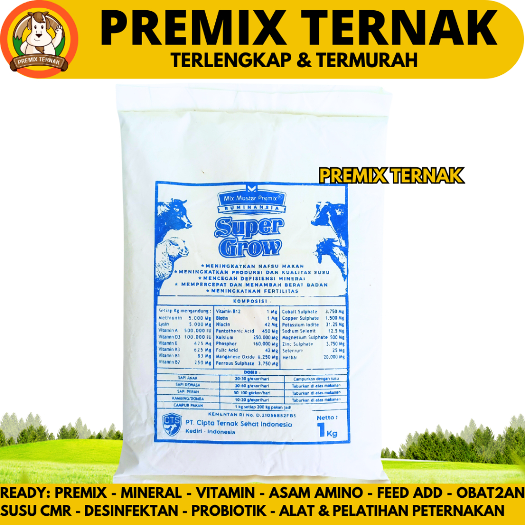 Premix Sapi MIX MASTER PREMIX SUPER GROW 1 KG - Premix Mineral Vitamin Asam Amino Kambing Sapi Perah