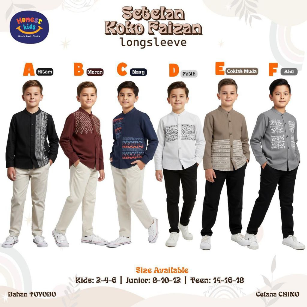 Honest Kids Setelan Baju Koko Lengan Panjang Anak Laki Laki