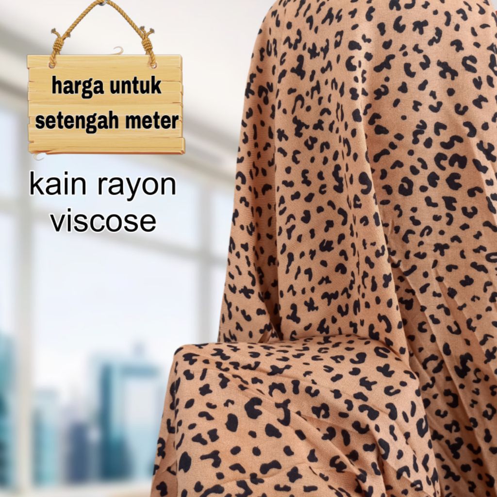 Kain Rayon Viscose Motif Leopard Terbaru Bahan Adem Dan Lembut Lebar Kain 150 Cm