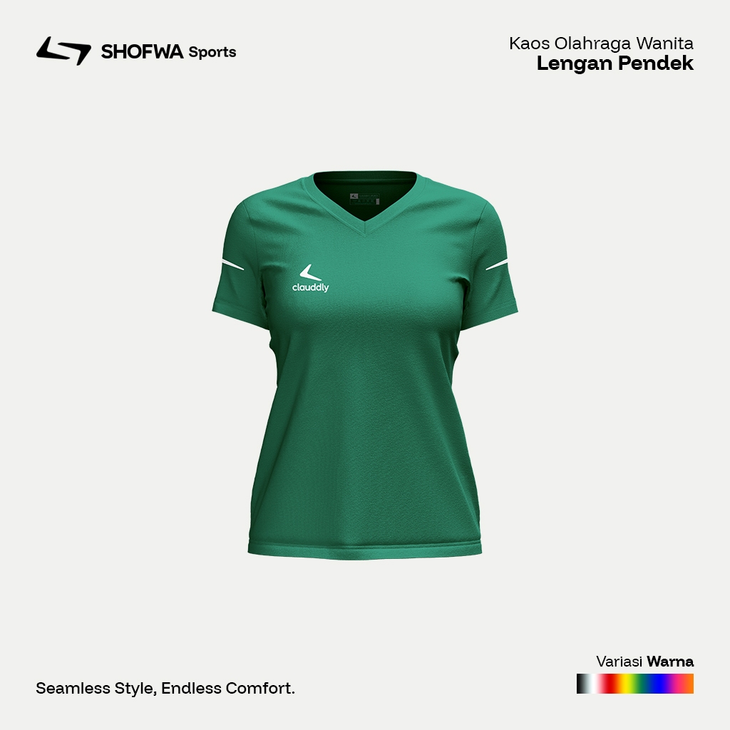 Kaos Olahraga Wanita Warna Hijau Botol Pendek Kaos Clauddly Running Senam Fitness Big Size Jumbo