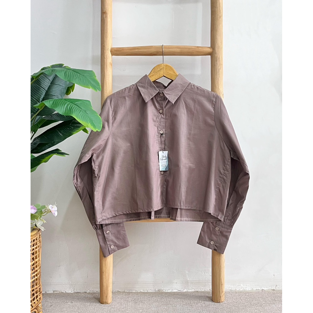 KEMEJA BLOUSE CROP TAUPE