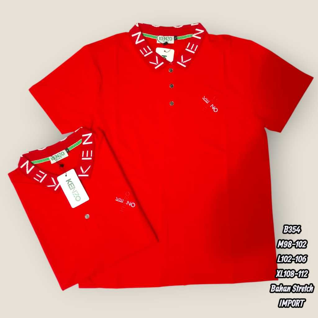 Kaos import pria krah warna merah imlek