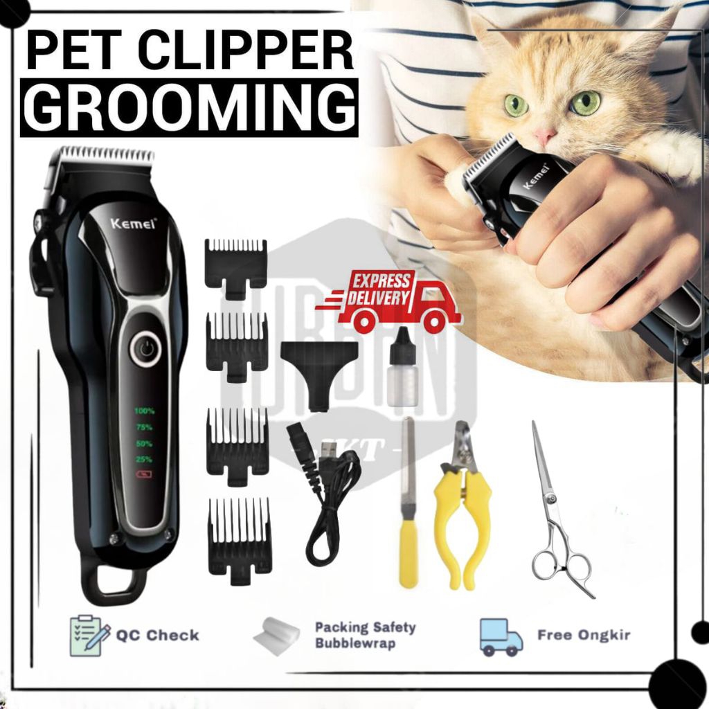 Alat Mesin Cukur Bulu Hewan Kucing Anjing Kelinci Domba Kemei Pet Clipper Elektrik Cas Indikator Bat
