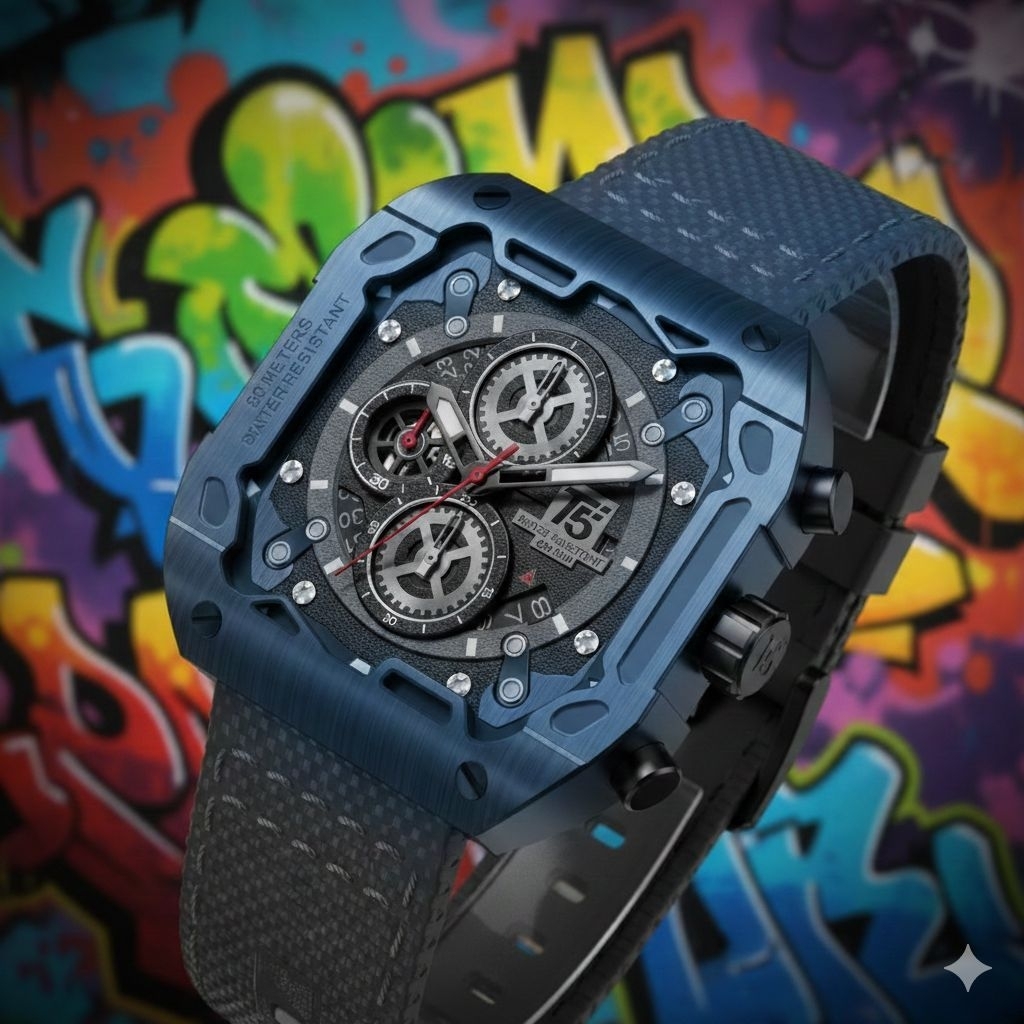 JAM TANGAN PRIA ORIGINAL T5 4096 STRAP KANVAS MODEL KOTAK TERBARU FULLSET A