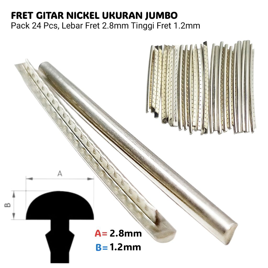 Fret Gitar Elektrik dan Akustik Jumbo Nickel 24 Pcs‎