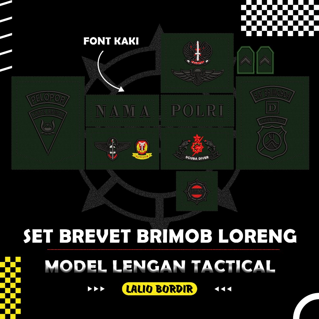 BORDIR SET BRIMOB PDL LORENG TIMBUL BAHAN JATAH PEMBAGIAN TERBARU HALUS