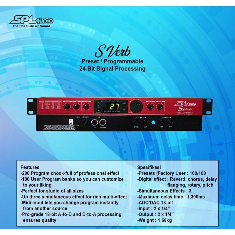 SPL Audio Microphone Effect S-Verb Efek Vokal Digital