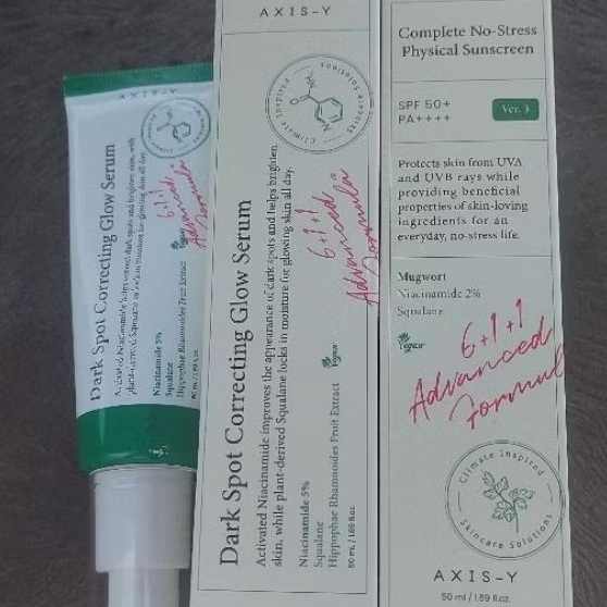 [New 50ml] Axis-Y Darkspot Correcting Glow Serum & Axis-Y Complete No Stress Physical Sunscreen 50 m