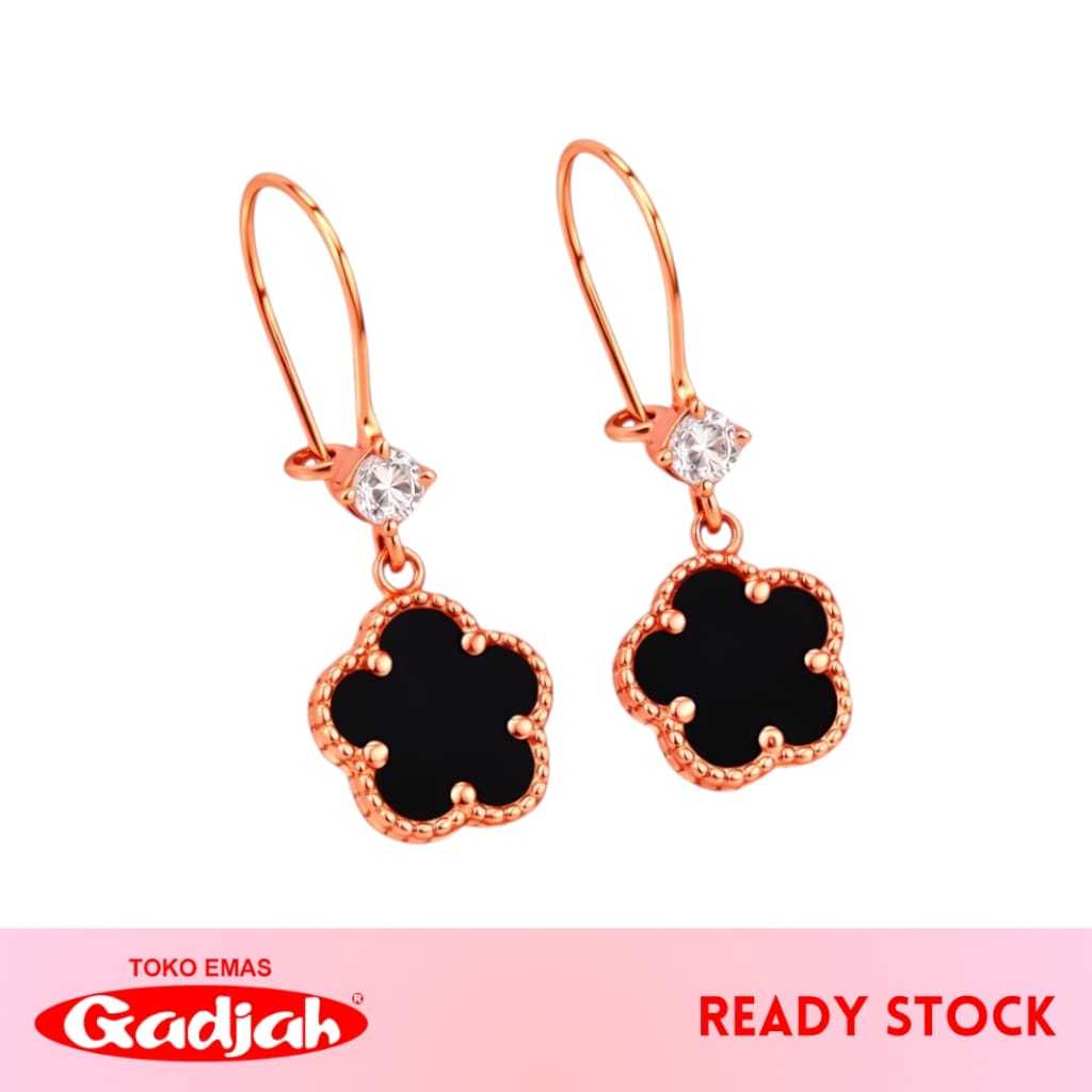 Anting Emas Kawatan Black Flower - Toko Emas Gadjah