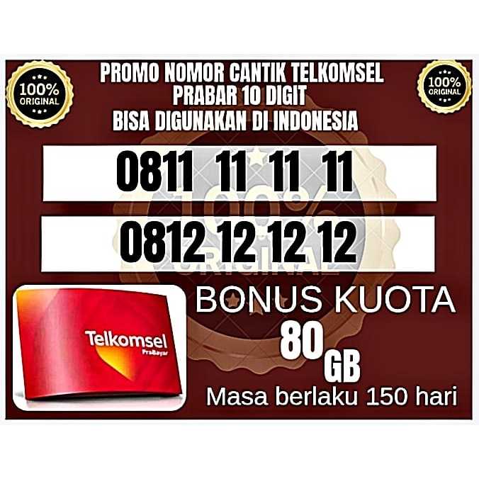 PROMO NOMOR CANTIK TELKOMSEL PRABAYAR 10DIGIT BONUS KUOTA 300GB BISA DI GUNAKAN DIAREA INDINESIA
