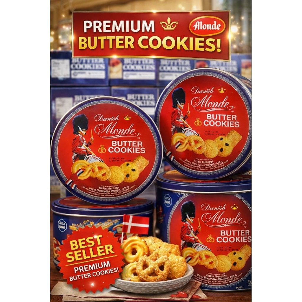 Danish Monde Butter Cookies Kaleng 454g | Kue Kaleng Premium | Kue Lebaran
