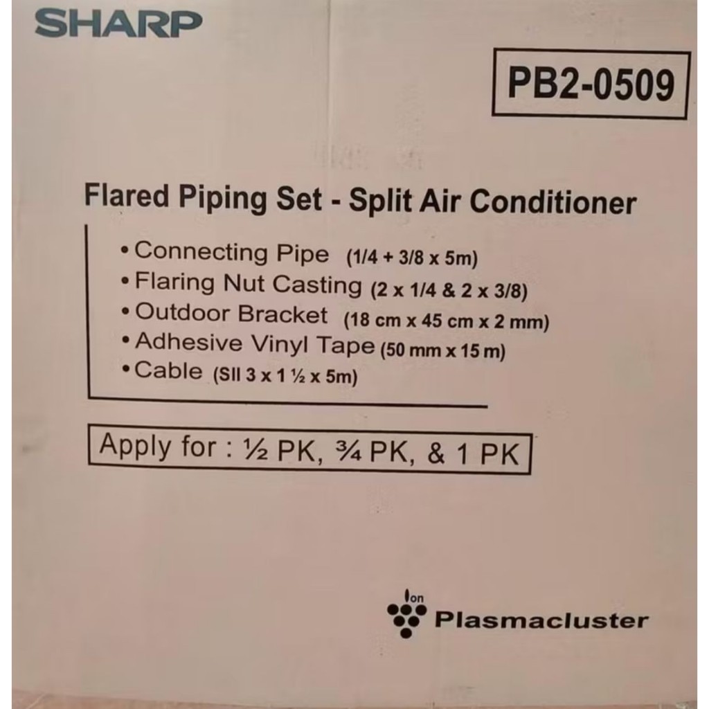 PERLENGKAPAN AC 1/2 , 3/4 , 1 PK ORIGINAL MERK SHARP 5 METER BISA UNTUK SEMUA MERK AC