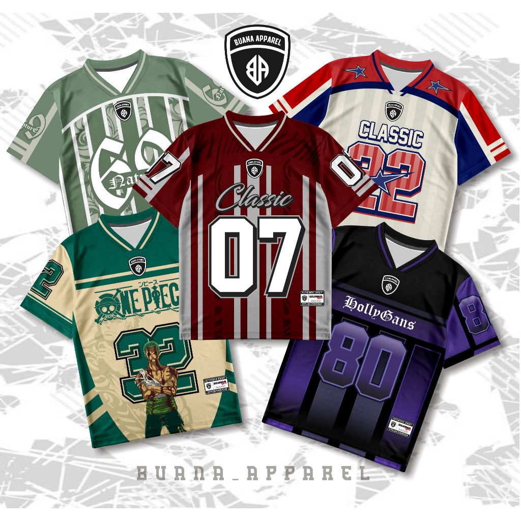 Jersey Dry Fit Motif Angka Vintage Soccer Baseball Original Pria Wanita Unisex