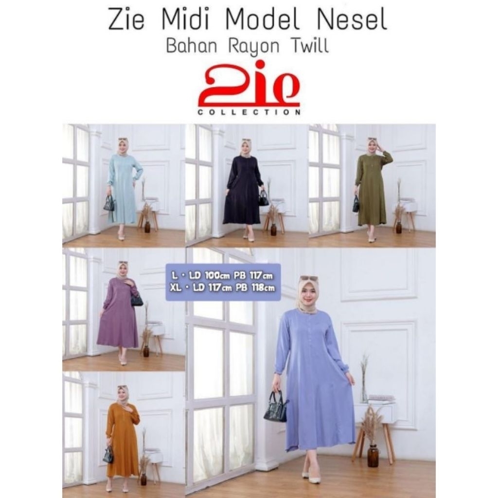 TERBARU MIDI DRESS Maxy ZIE polos rayon twill MIX MODEL BANYAK / Midi Nessel polos twill / Midi Polo