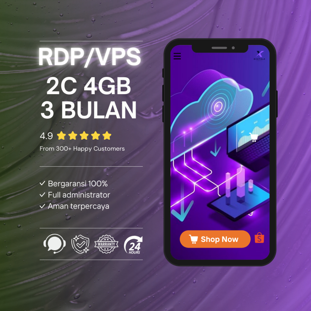 RDP / VPS 2 CORE 4 GB RAM AKTIF 3 BULAN FULL ADMINISTRATOR FULL GARANSI