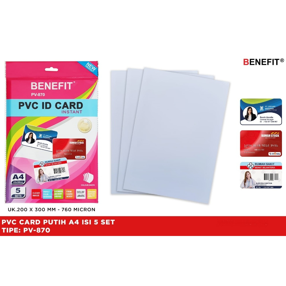 BENEFIT Bahan Id Card/PVC Id Card Isi 5 pcs [1 Pack]
