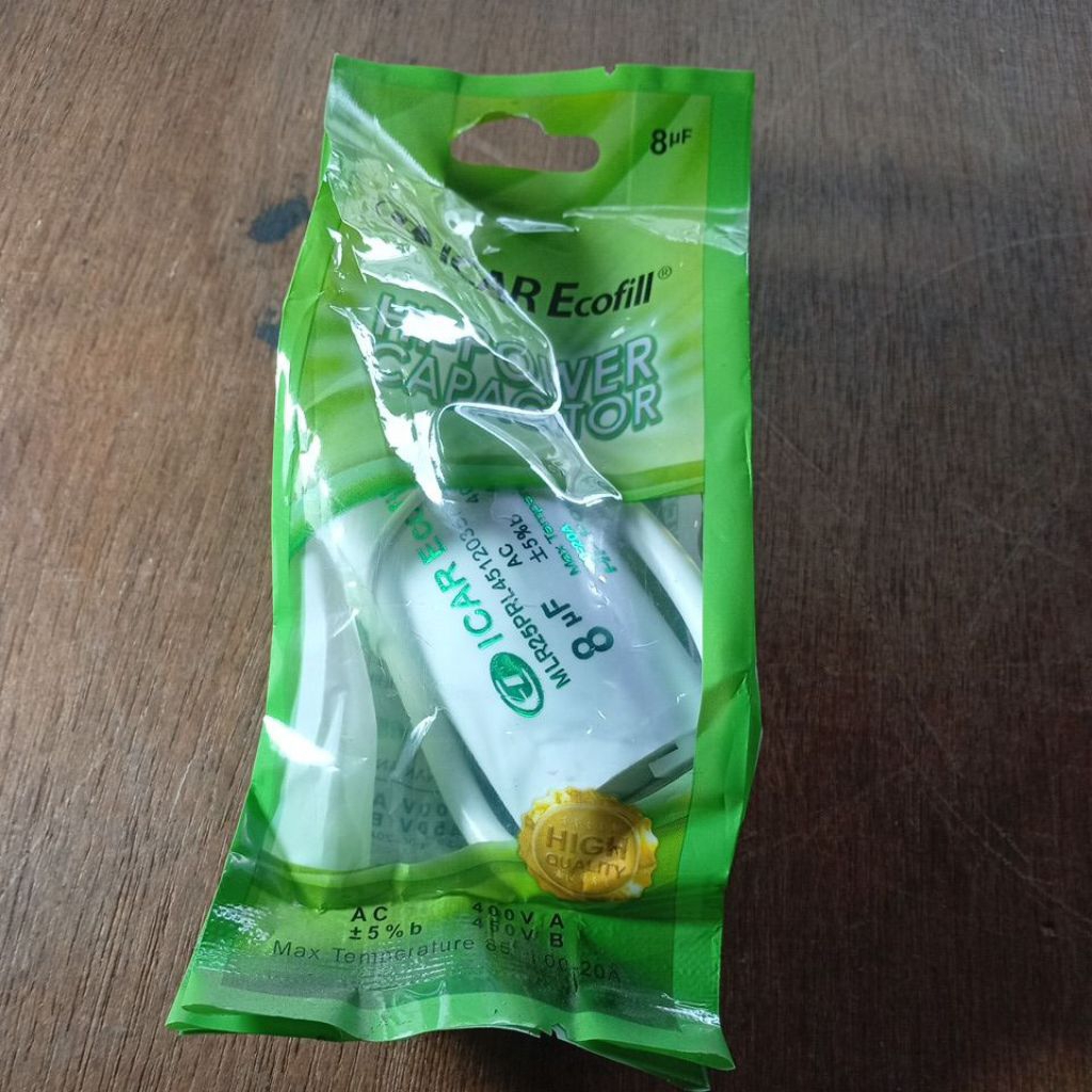 KAPASITOR ICAR Ecofill 8uf - 450volt AC BULAT UNTUK DINAMO POMPA AIR