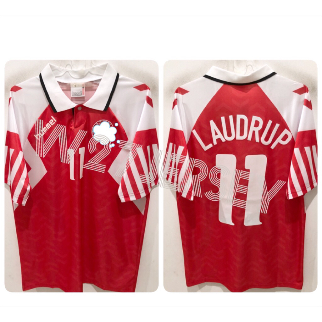 JERSEY RETRO - DENMARK HOME 1992 name player Laudrup