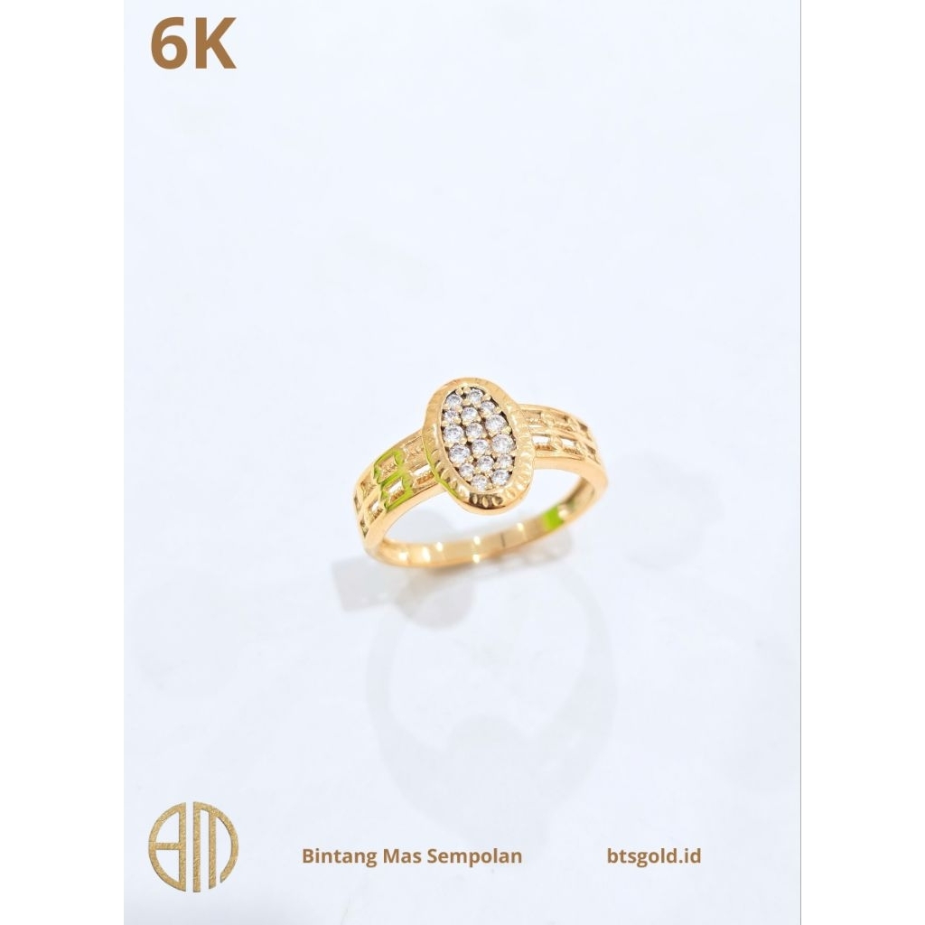 Cincin Oval Permata Putih Emas Asli