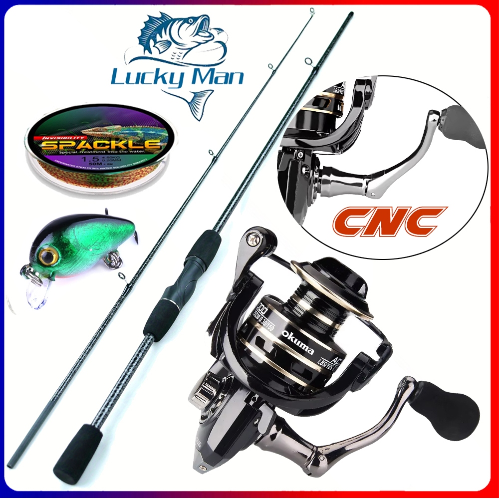 LUCKY MAN pancing 1 set lengkap kuat joran tegek super kuat 1.8M 2.1M alat pancing full set murah