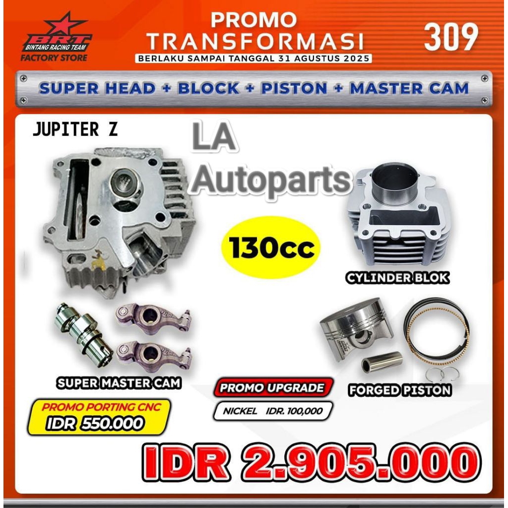 PAKET BORE UP JUPITER Z 130CC BRT PAKET BLOK PISTON HEAD ROCKER ARM NOKEN AS MASTER CAM BINTANG RACI