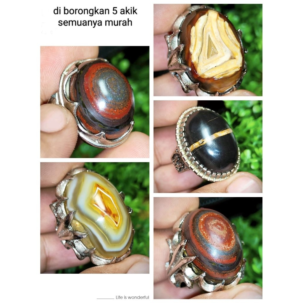 cincin batu akik super 5 item di borongkan