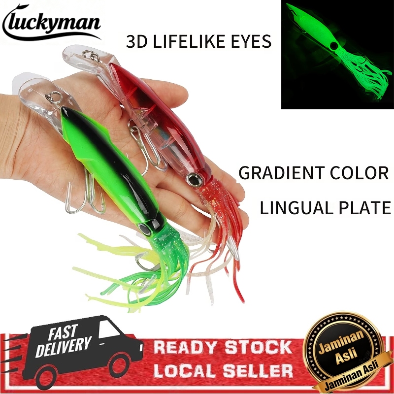 LUCKYMANAlat pancing kail treble bahan plastik umpan cumi simulasi