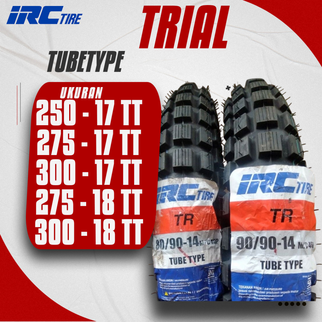 BAN LUAR IRC TRAIL TRIAL TRIL RING 14 RING 17 RING 18 RING 21 KEMBANG JAGUNG TUBETYPE (BUKAN TUBELES