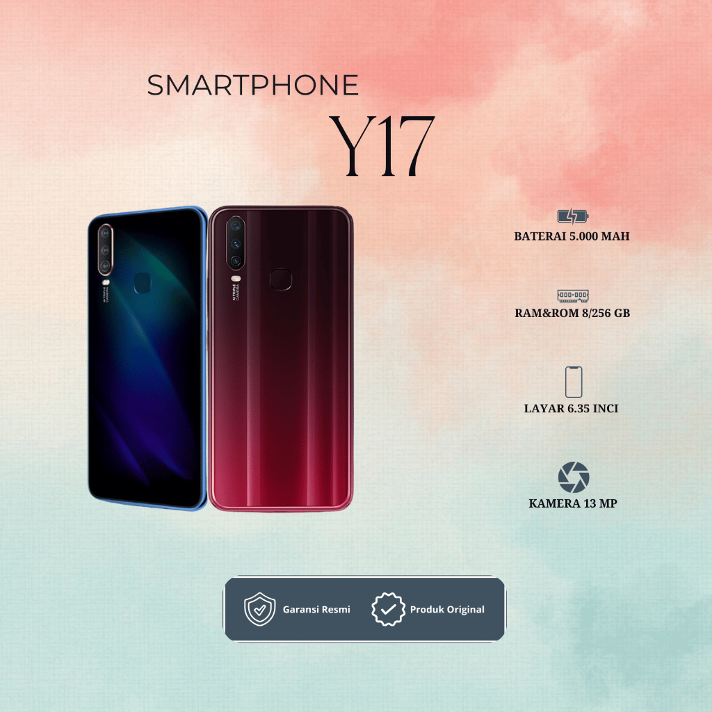 HP VIVO Y17 RAM 8/256GB KAMERA 13MP LAYAR 6.35 INCI ORIGINAL GARANSI 1 TAHUN