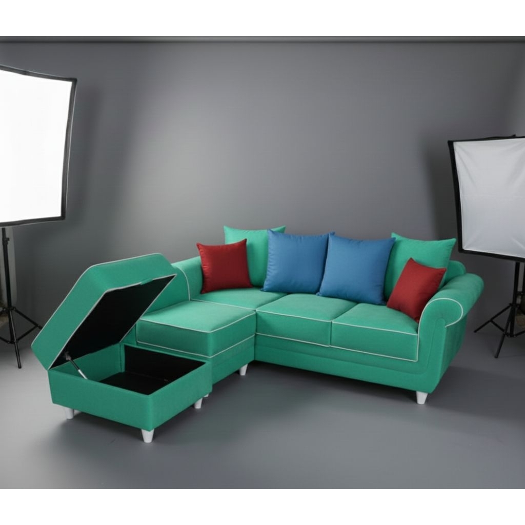 Sofa L modular bed storage minimalis, sofa bed, kursi ruang tamu, sofa retro, sofa L, sofa 2 seater,