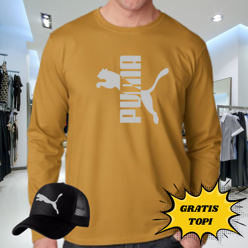 Kaos Pria PUMA SILFER ( Bonus Topi ) Lengan Panjang Bahan Adem tebal dan Lembut / Kaos lengan panjan