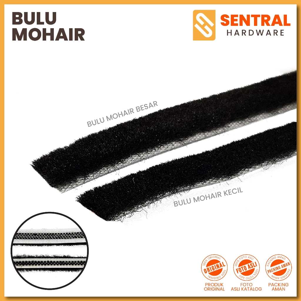 Bulu Mohair Bulu Peredam / Penutup Celah Pintu Jendela Moher Kecil Meteran Hitam/Black